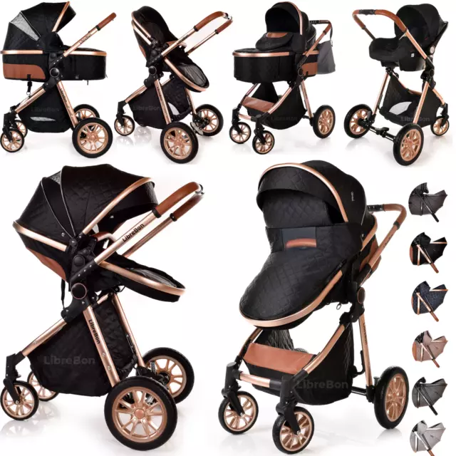 Newborn Baby Pushchair Buggy Pram  Stroller 3in1 Travel System Car Seat Carrycot