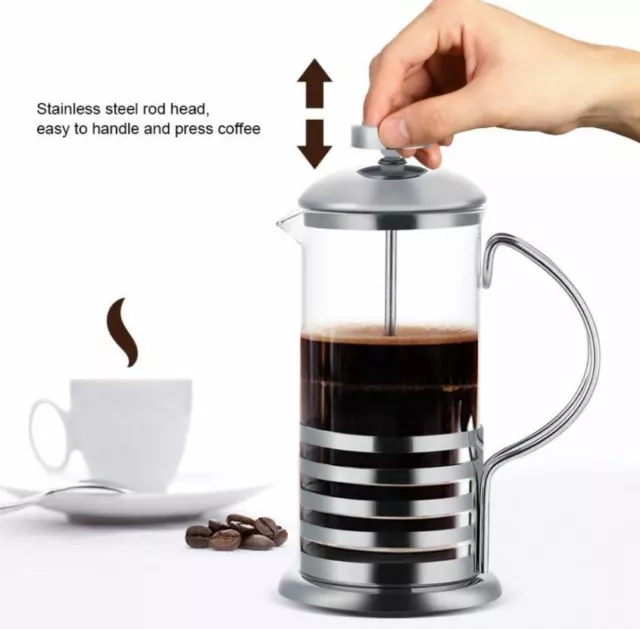 Coffee Plunger Pot French Press Filter Jug Tea Maker Steel Glass Cafetiere 350ml