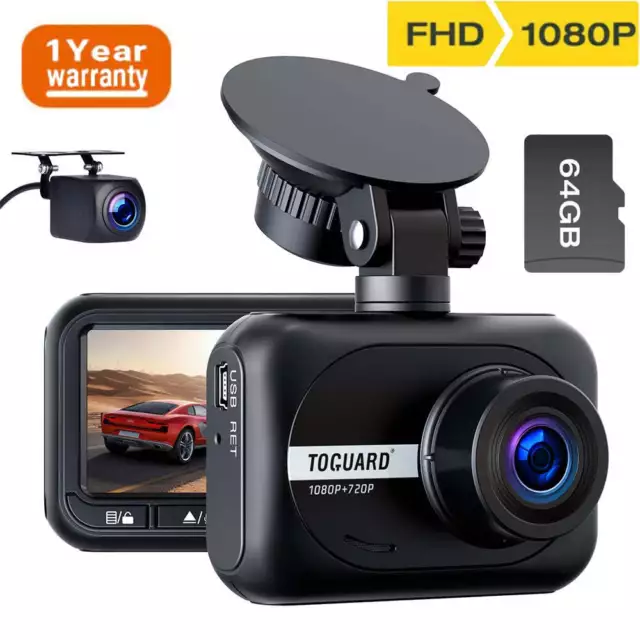 TOGUARD Mini Autokamera Dash Cam FHD 1080P DVR Parkmonitor Kamera Recorder 64GB