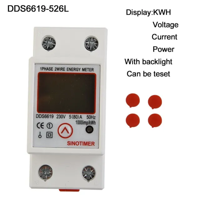 Compteur d'énergie numérique monophasé LCD petite taille AC 230V watts kWh co