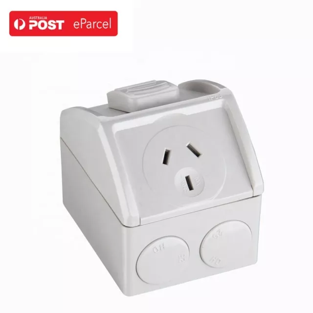 Single Weatherproof Power Point Outlet Socket Weather External Outdoor 10AMP GPO