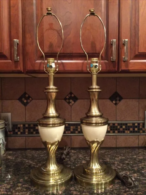 Pair Stiffel Brass & Ivory 29" tall ~Beautiful! ~12 pounds each!