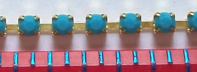 Swarovski Rhinestone Chain 6mm 30ss Turquoise 1 Ft Brass