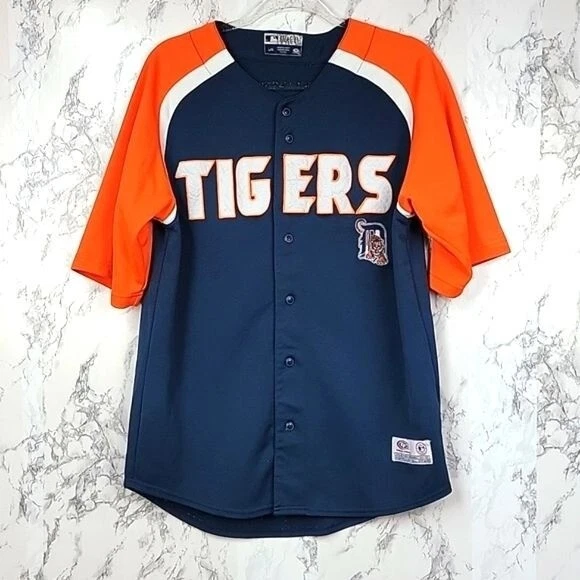True Fan Detroit Tigers Mens Embroidered Baseball Jersey Blue Orange Size Large True Fan Detroit Tigers Mens Embroidered Baseball Jersey Blue Orange Size Large