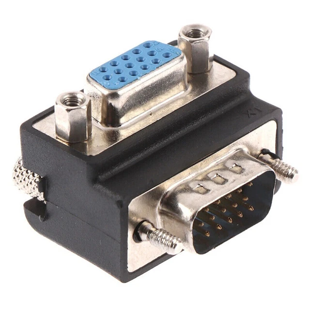 1pcs 90 Degree Right Angled VGA Male To Female Extension Extender Video Adapt.NA