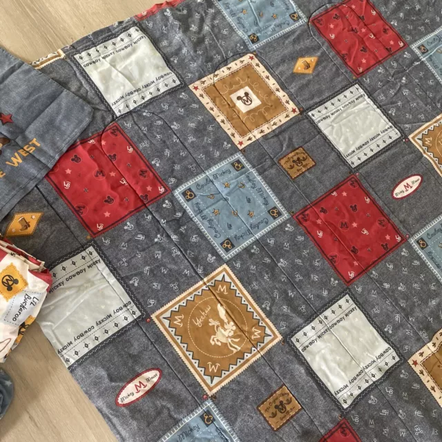 DISNEY Mickey Mouse Western Cowboy Rodeo Twin Comforter Patchwork Kids Bedding 3