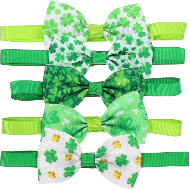 5pcs Haustierkragen Patrick's Day Hunde Katzen Kragen Fliege