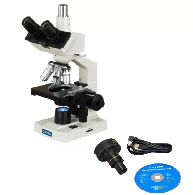 OMAX 40X-2500X Trinocular Lab Compound LED Microscope + 5MP Digital Video Camera