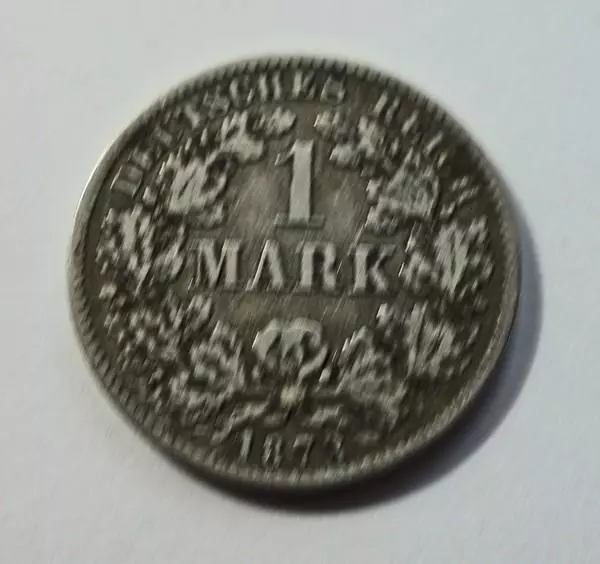 *TOP * 1 Mark 1873 B in SEHR SCHÖN Kaiserreich 900er Silber selten !