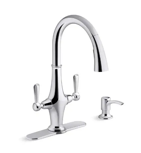 Kohler Pannier Two Handle Kitchen Faucet Pull Down Spray Chrome R29473-SD-CP