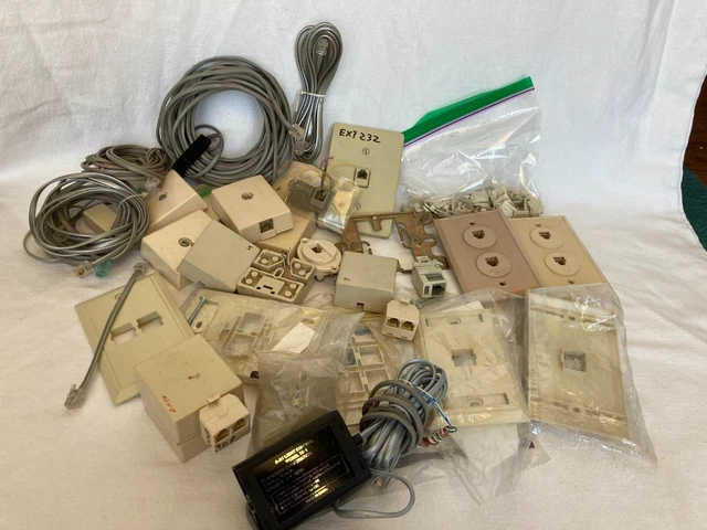 Vintage Telephone Wall Jacks, Cords, Misc.