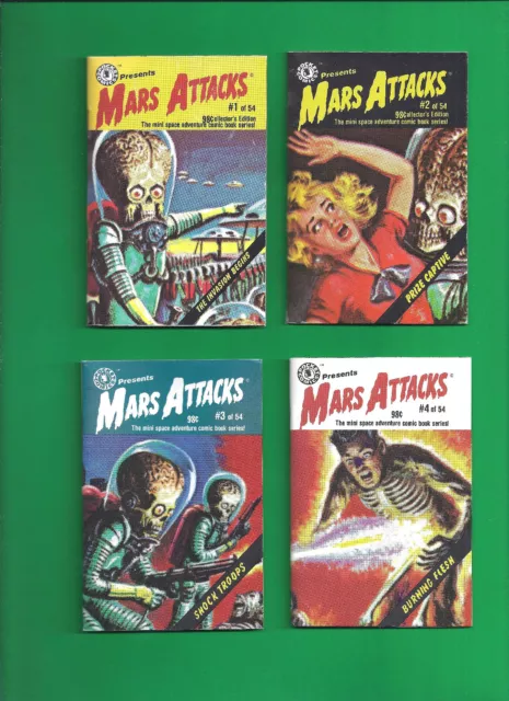 Mars Attacks Mini Comics 1988 1,2,3,4 Topps Nm/M Complete Set From Sealed Boxes