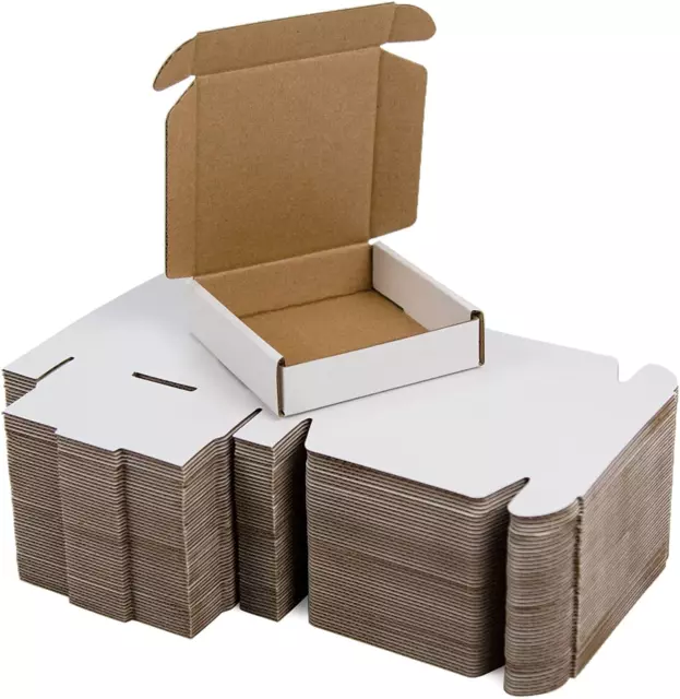 SUNLPH 50 Pack 4X4X1 Inches Small Shipping Boxes White Corrugated Cardboard Box