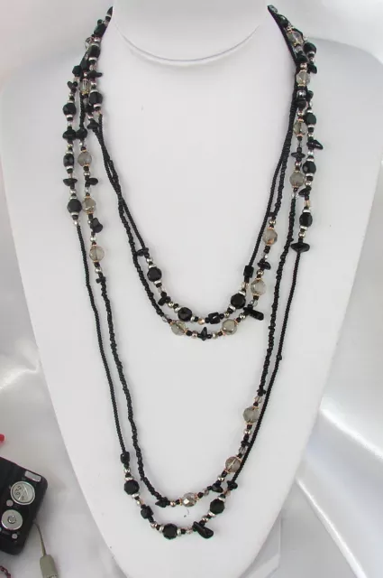 Black doppia Collana Lunga Pietre, perline Cristalli Naturale,perle da donna ,