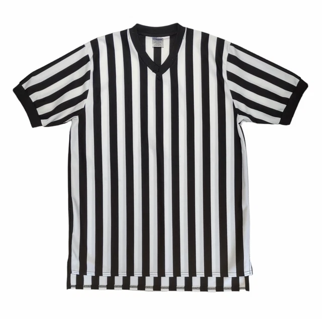McDavid Referee Shirt Short Sleeve V Neck Striped Black White Mens Size XL