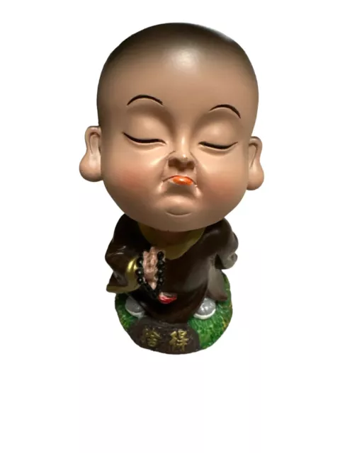 Nodding Monk Buddhist Shaking Head Cute Chinese Decorative Ornaments Resin Doll