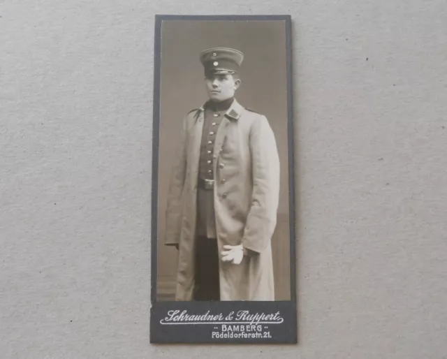 CDV Bamberg Offizier mit Schirmmütze Koppel Mantel Militaria
