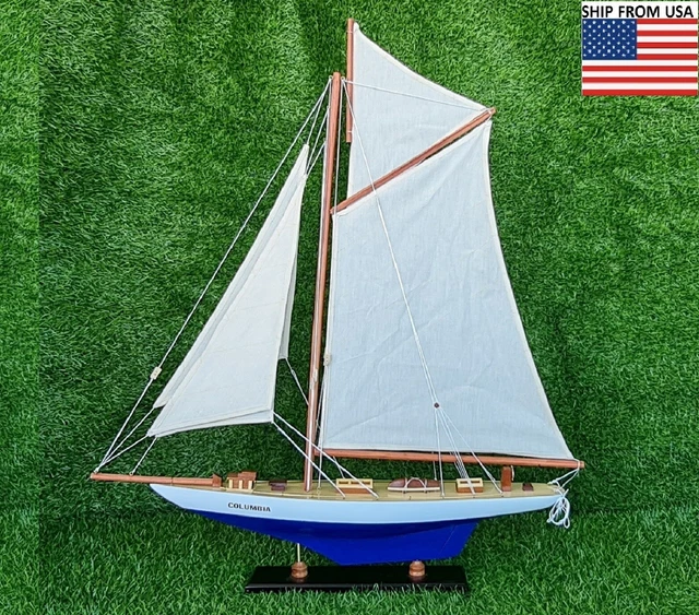 America Cup J Class Columbia Model Ship Handmade Wooden Birthday Gift Home Decor