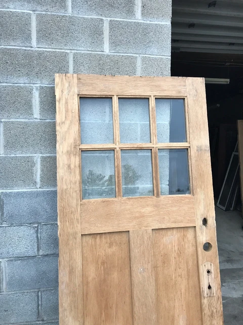 MAR 315 Antique Oak Beveled glass entry door 6 light Stripped 36 X 79.75 2