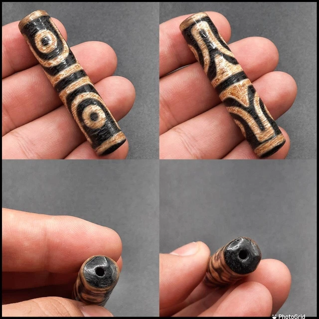 Wearable Ancient Indo Tibetan Himalayan Old Agate Stone Dzi  Eyes 👁️ Bead