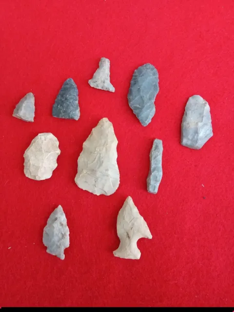 Authentic Native American Kentucky Arrowheads Lot Of 10
