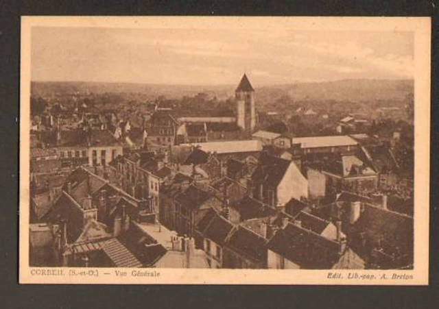 CORBEIL (91) VILLAS & EGLISE , vue aérienne 1940