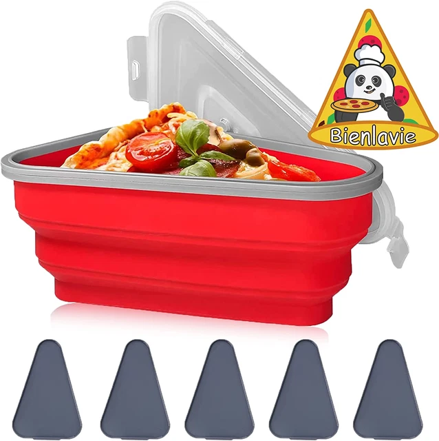 Pizza Storage Container with 5 Microwavable Serving Trays,Reusable Expandable Si