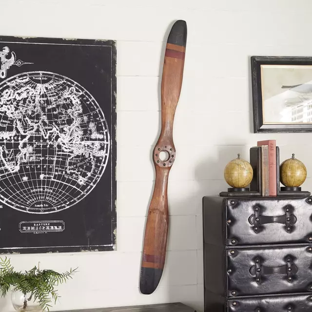 Wooden Airplane Propeller Vintage Aviation Home Wall Decor Traditional Brown Wooden Airplane Propeller Vintage Aviation Home Wall Decor Traditional Brown