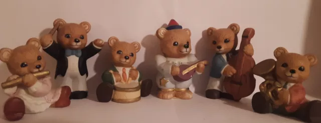 Set of 6 Vintage HOMCO #1422 Musical Band Instruments Bears Porcelain Figurines