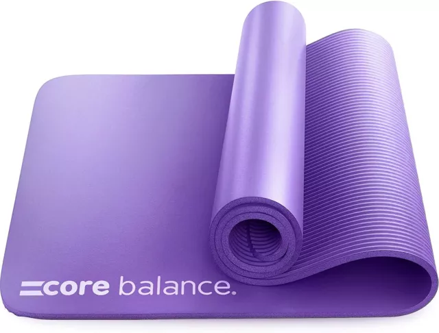 NEW: Extra Thick Foam 10mm, Core Balance Pilates Yoga Mat, Non Slip, Purple