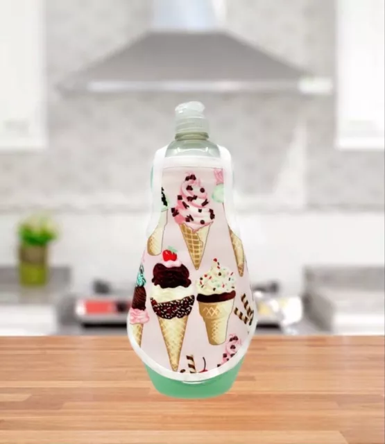 Ice Cream Cones Party Cherry Kitchen Decor Dish Soap Bottle Apron fits 25 oz