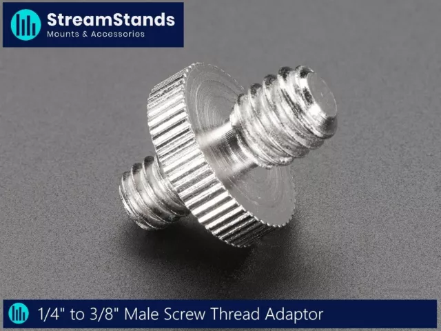 1/4" Male to 3/8" Male Thread Screw Adapter Tripod Camera Light Stand Adaptor