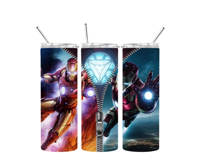 20oz Iron Man insulated tumbler with box, lid and straw