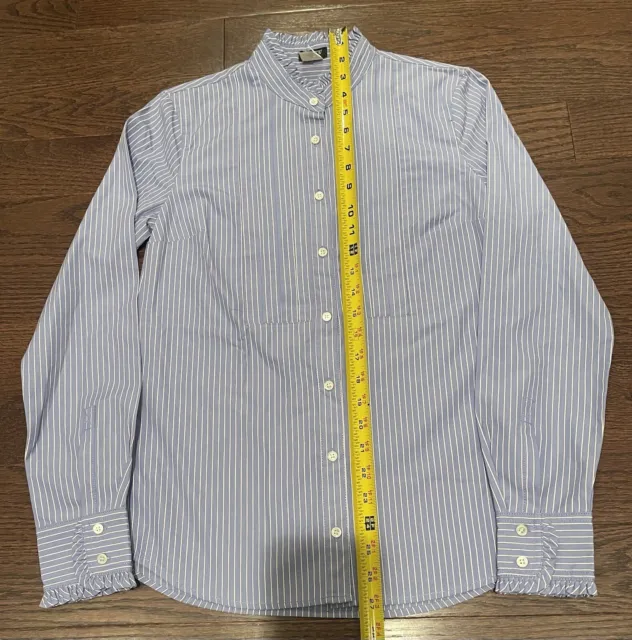 J.Crew Striped Ruffle and Collar  Long Sleeve Button Down Shirt Size-2 XSmall