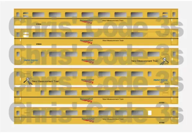 Adhesive Vinyl Coach Decal OO gauge Hornby - Network Rail Coaches MK3 Short 3pk