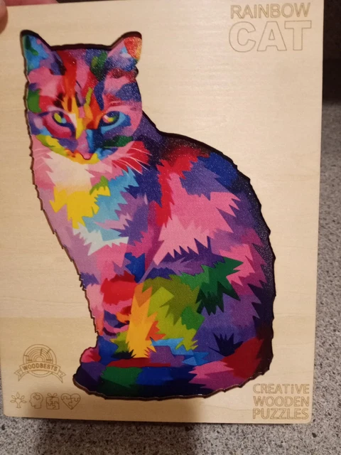 Rainbow Wooden Puzzles Cat Shapes Games For Adults Toys Gifts Creative wooden