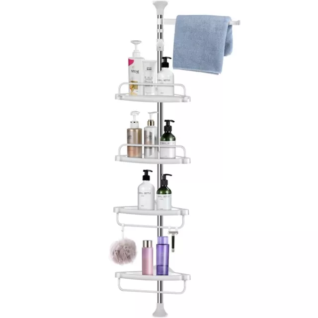 4 Tier Telescopic Shower Corner Shelf Caddy Hold Bathroom Organiser Storage Rack 3