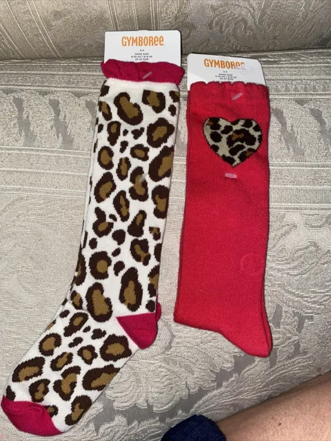 NWT Gymboree Lot 2 Pairs 3-4 Knee High Leopard Cheetah Socks