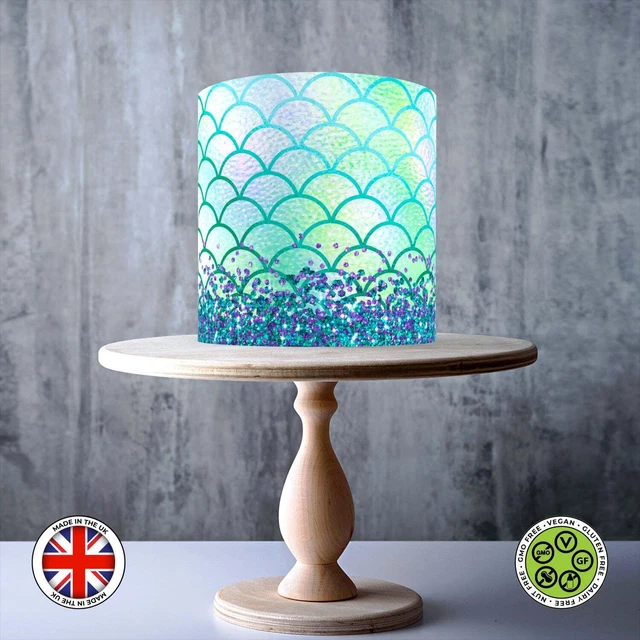 RAINBOW MERMAID FISH Scale Pattern edible cake topper decoration ICING