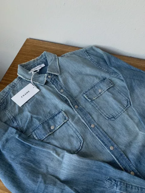 $250 FRAME Double Pocket Denim Shirt S