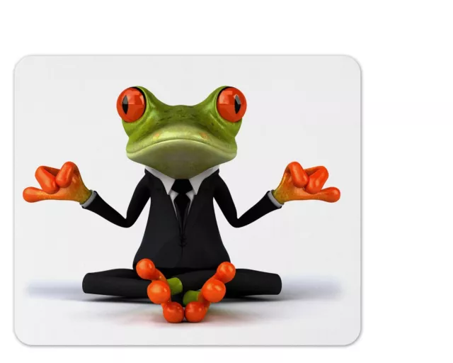 Mauspad/Mouse Pad Textil Kautschuk |  22 x 18 cm | 3D Comic Frosch beim Yoga 03