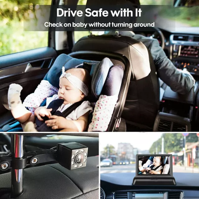 4.3'' LCD Monitor Car Seat Rear View Mirror Camera Night Vision  Baby Kid Safety 2