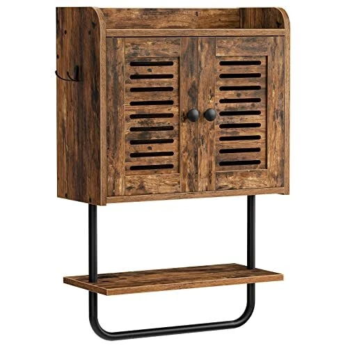 Gabinete de medicina puertas dobles gabinete de pared de baño con barra de toallas ajustable...