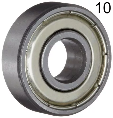 Ten (10) 608ZZ 8x22x7 Shielded Greased Miniature Ball Bearings