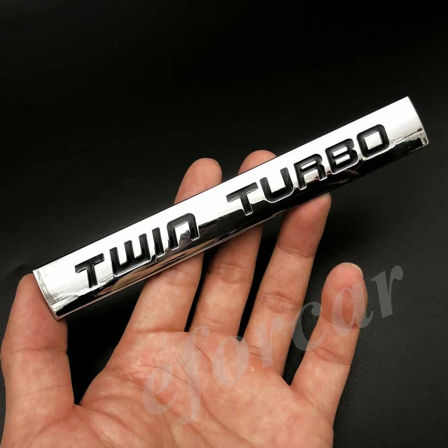 Metal Chrome Twin Turbo Engine Emblems Fender Badge Car Truck Decal Sticker