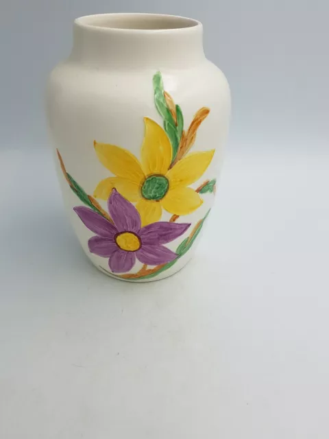 Deco SylvaC Art Pottery Large Vase Tube Lined Hand Painted Floral Design 4952 3