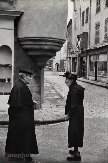 1950s Vintage HENRI CARTIER-BRESSON France Elderly Couple Street Scene Photo Art