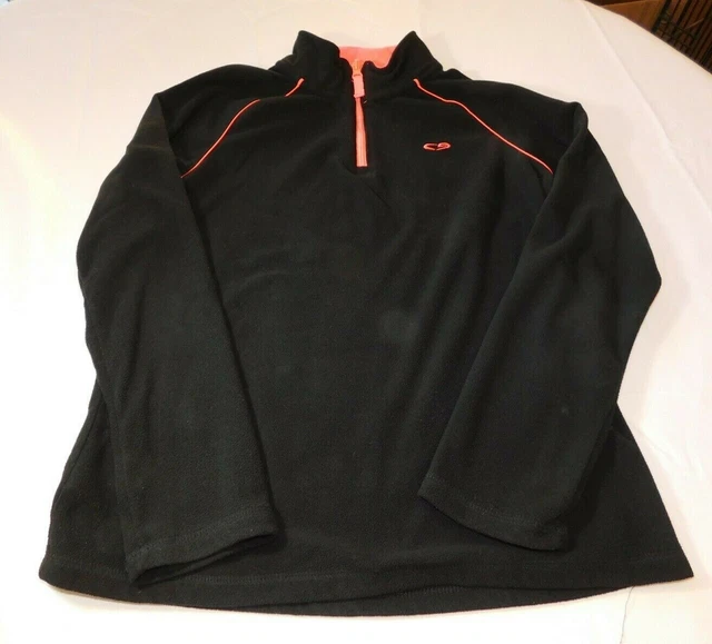Champion Bambina Ragazzi Pile Manica Lunga Maglione Camicia XL 14-16 Nero EUC
