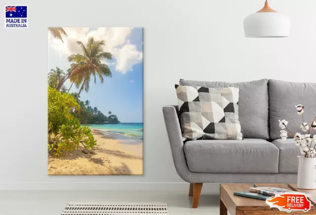 Palm Trees & Sandy Beach View Wall Canvas Home Decor Australian Made Quality