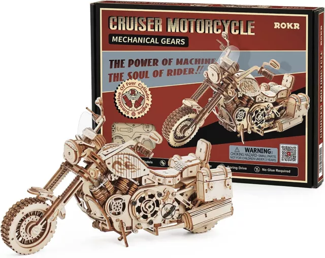 ROKR Cruiser Motorrad 3D Holz Puzzle Modell Kit DIY für Erwachsene Kid Geschenk